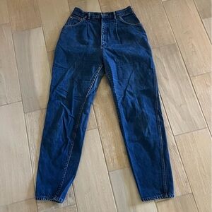 Vintage Lee Mom Jean Made In USA High Waist Pleated Tapered Leg Blue 80s Size 14
